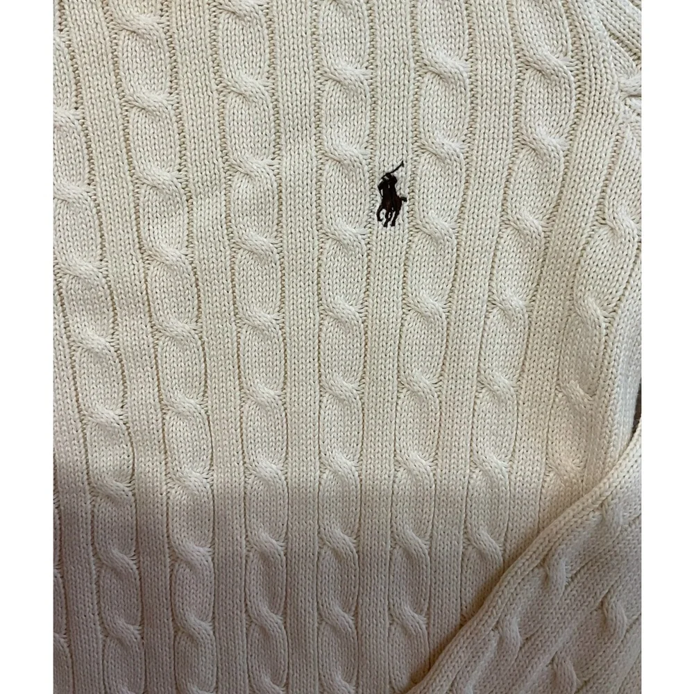 Ralph Lauren Sport Cable-Knit Cotton Crewneck Ivory Jumper Size Large old money - Picture 12 of 16